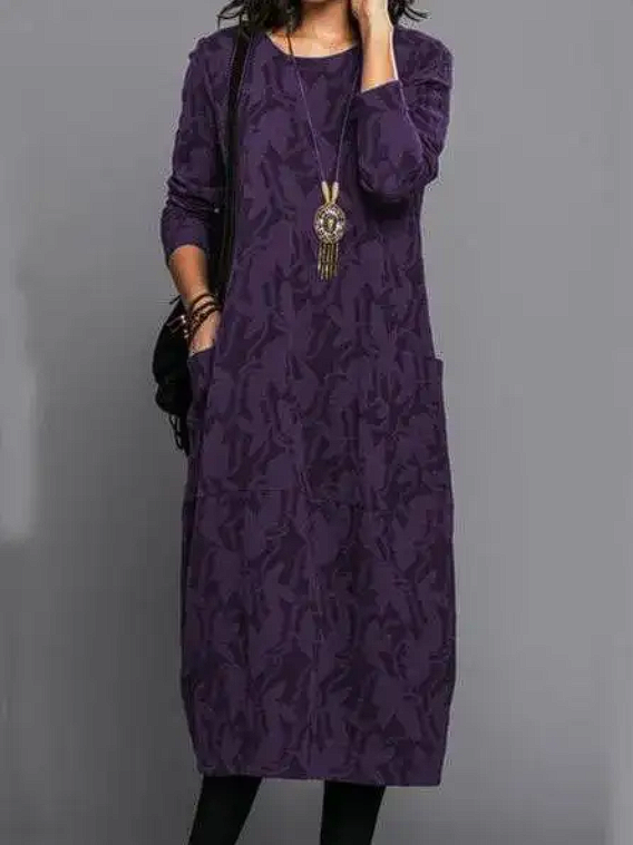 Yvonne| Robe d'hiver décontractée avec col rond