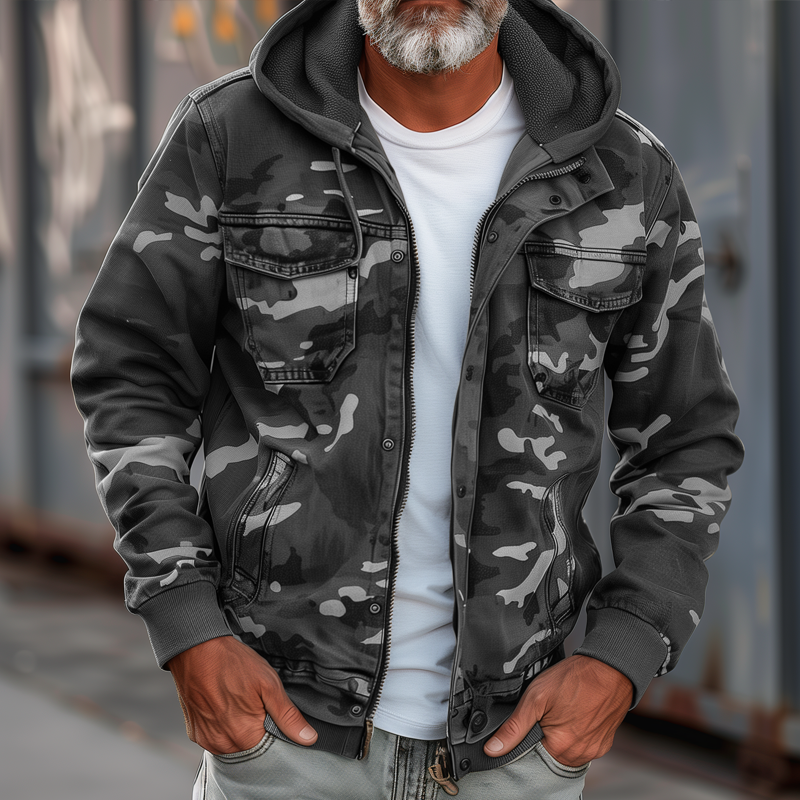 Fabian™ - Veste Cargo Camouflage pour Hommes - Avec Capuche et Design à Multi-Poches