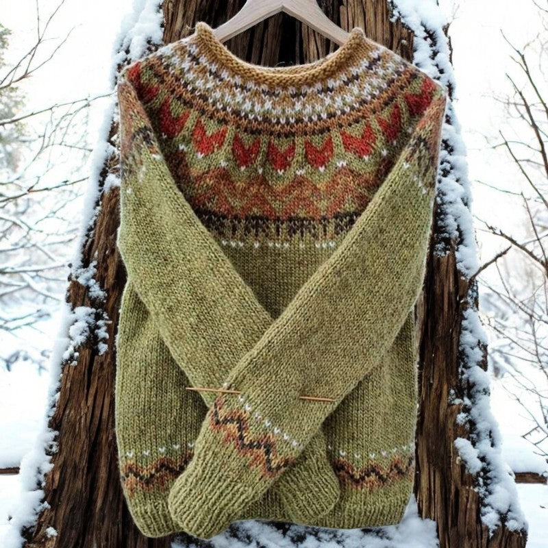 Bertha | Pull en jacquard vintage à col rond