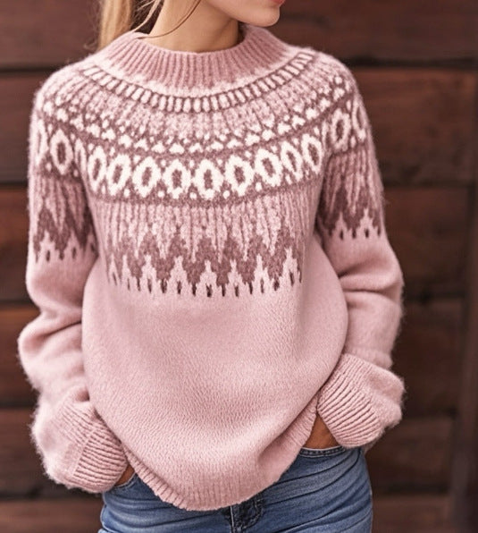 Gerda | Pull rose pâle imprimé