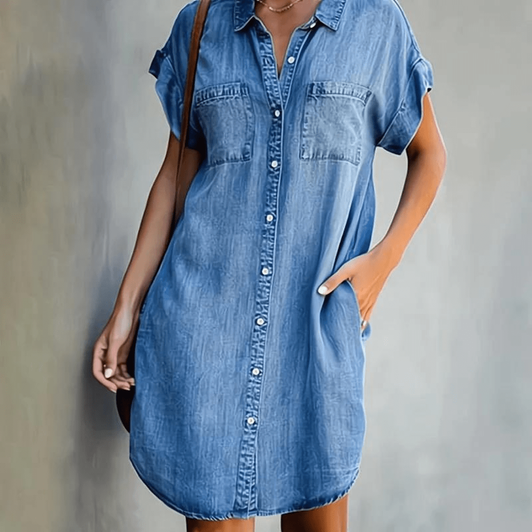 Martina | Robe en jean à manches courtes