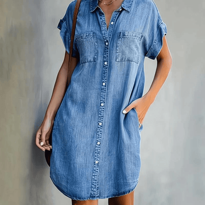 Martina | Robe en jean à manches courtes