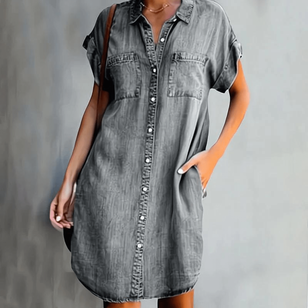 Martina | Robe en jean à manches courtes