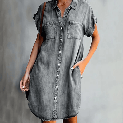 Martina | Robe en jean à manches courtes