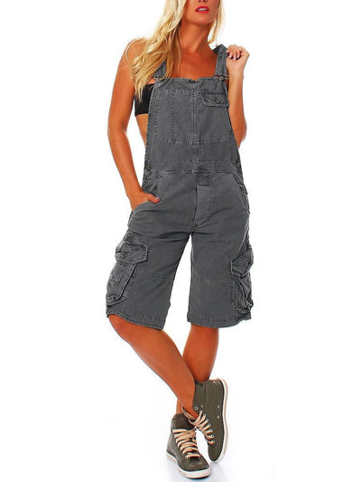 Salopette courte pour femmes avec poches cargo