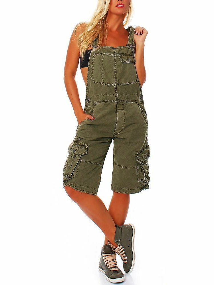 Salopette courte pour femmes avec poches cargo