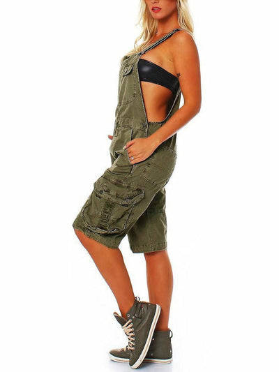 Salopette courte pour femmes avec poches cargo