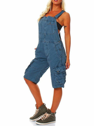Salopette courte pour femmes avec poches cargo