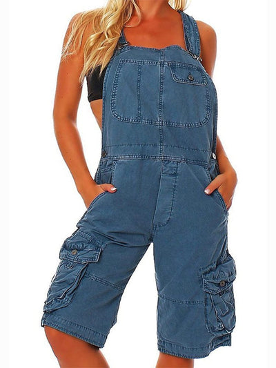 Salopette courte pour femmes avec poches cargo