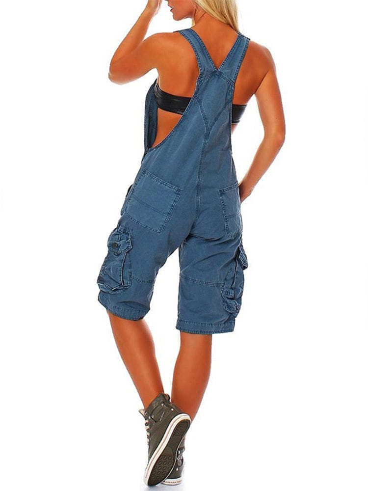 Salopette courte pour femmes avec poches cargo
