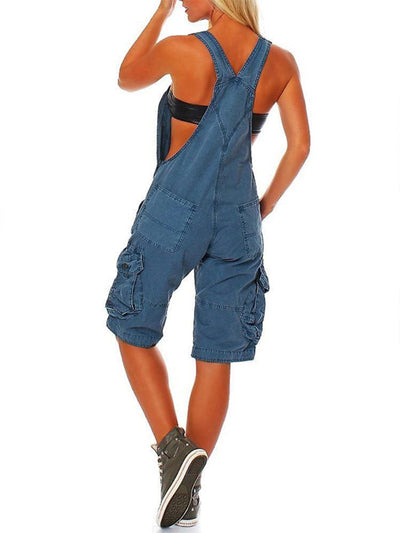 Salopette courte pour femmes avec poches cargo