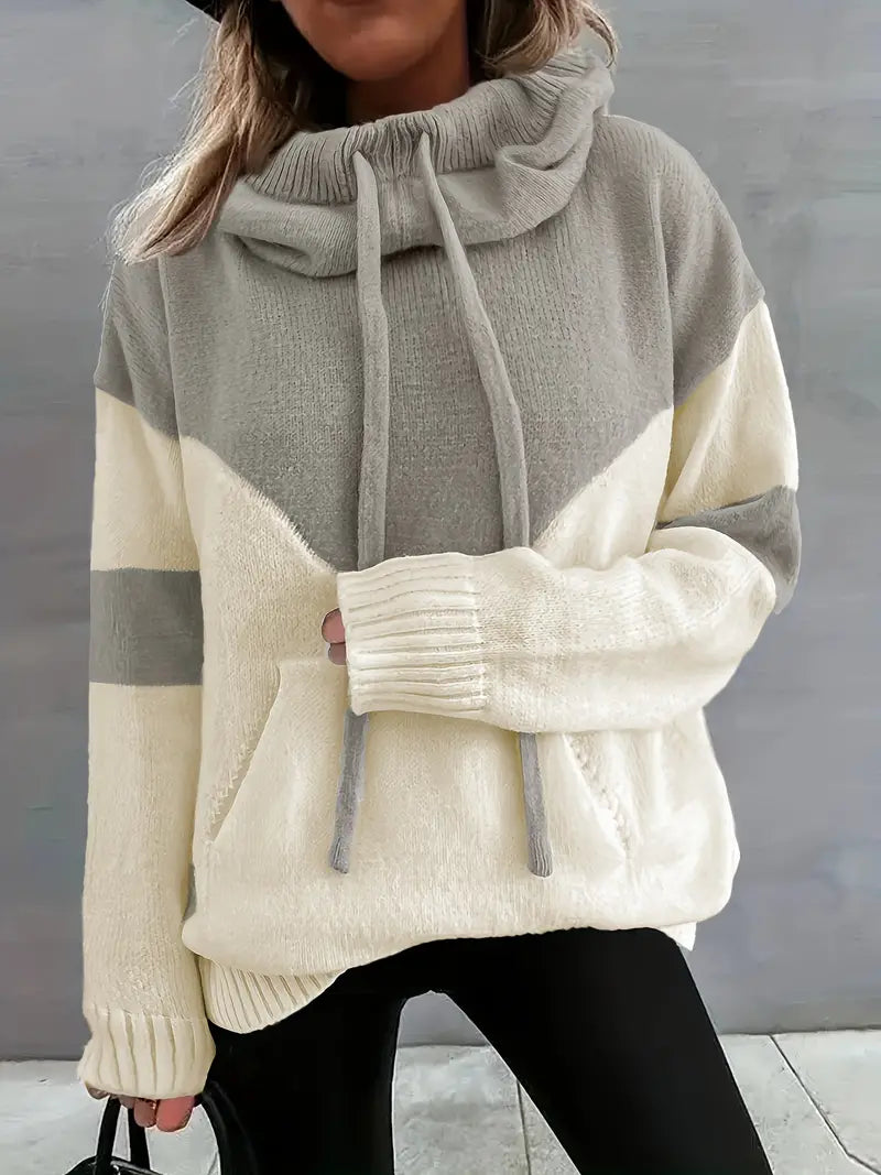 Rosa - Pull Color Block avec Capuche et Cordon
