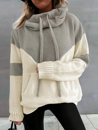 Rosa - Pull Color Block avec Capuche et Cordon