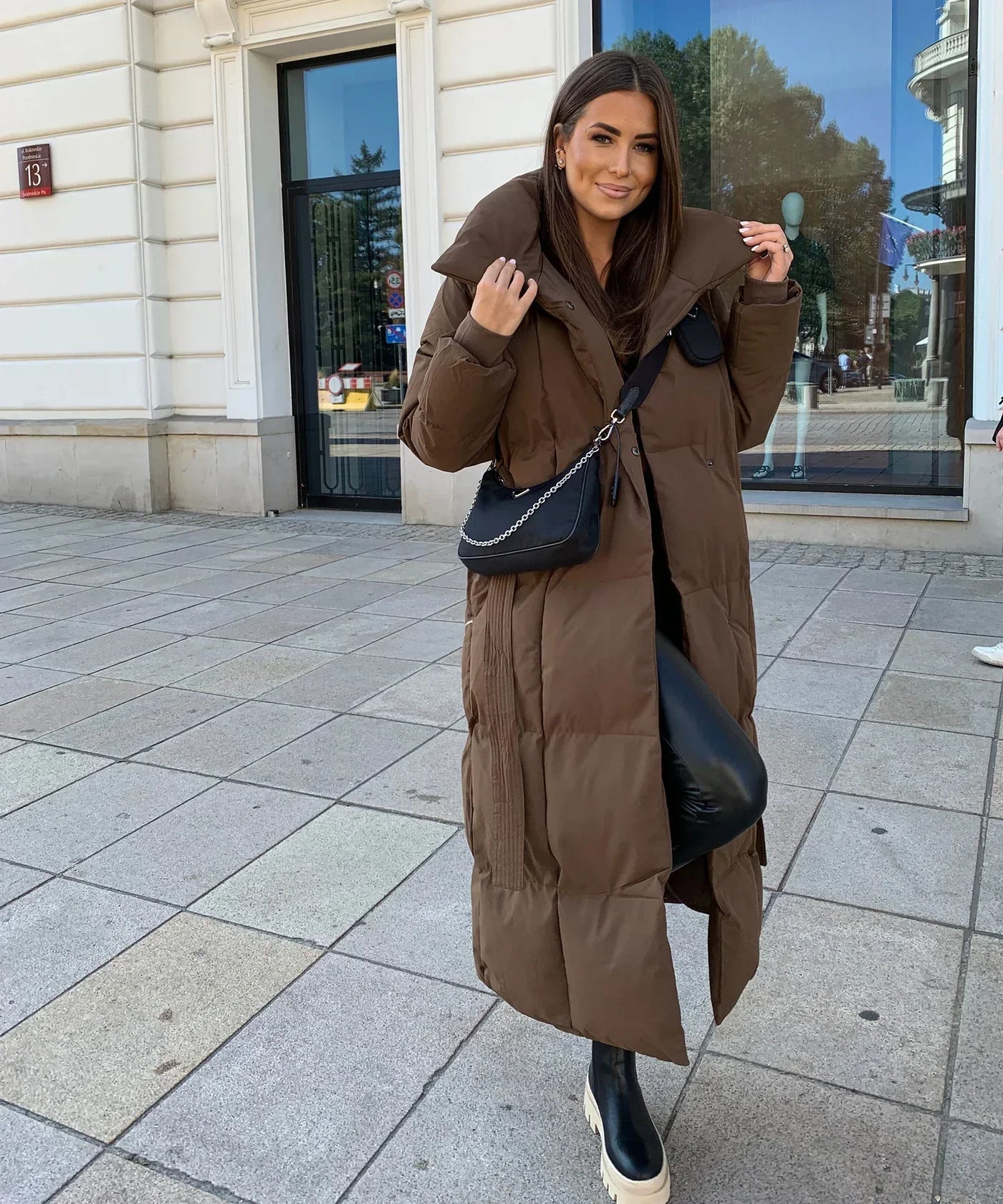 Wifey - Long manteau matelassé avec ceinture
