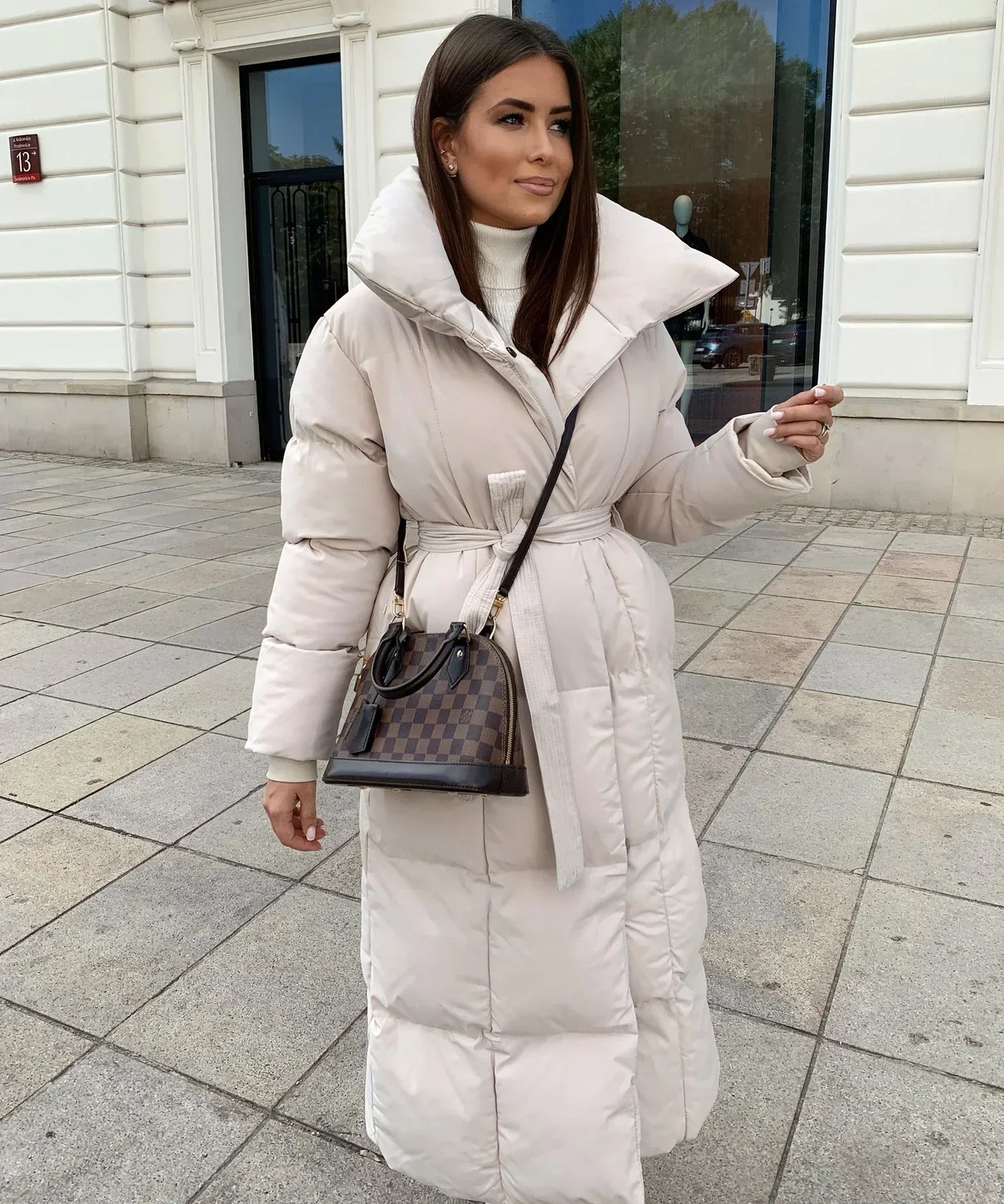 Wifey - Long manteau matelassé avec ceinture