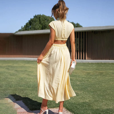 DIANA | ROBE PLISSÉE À COL MONTANT