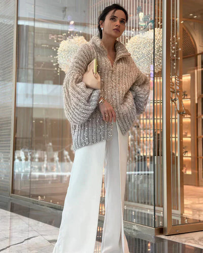 Cassidy | Cardigan en soie scintillante Pull