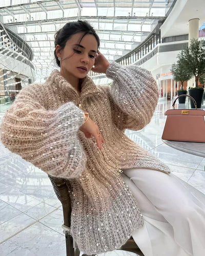 Cassidy | Cardigan en soie scintillante Pull